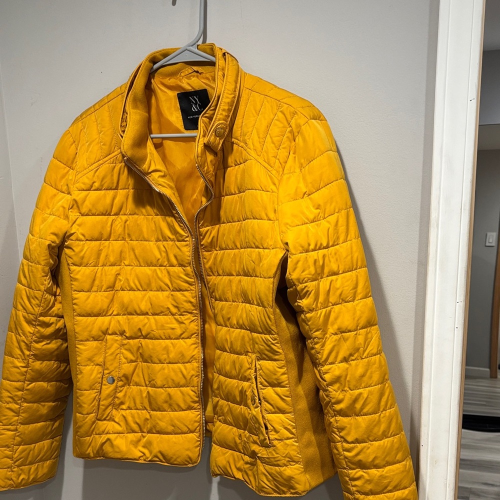 New York & Company Mustard Puffer Jacket